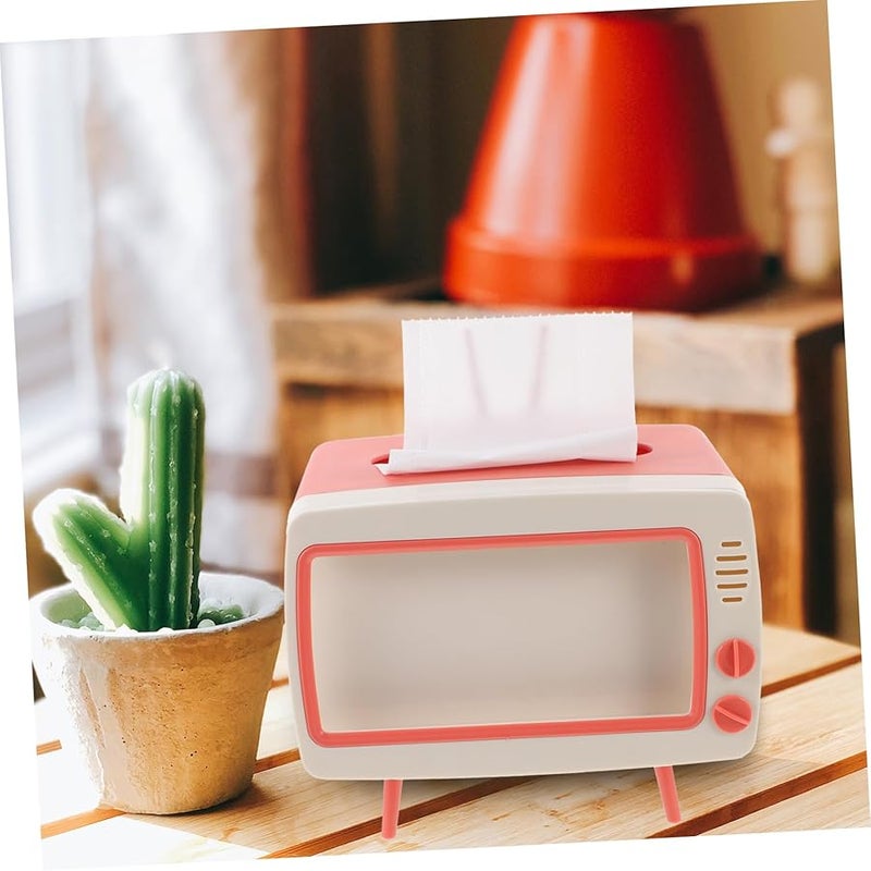 منظم مناديل مكتبي على شكل تلفزيون كلاسيكي للمنزل والمكتب - Image 4